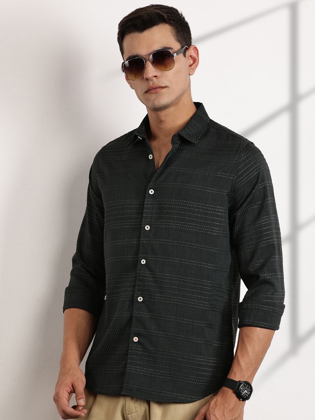 Thomas Scott Men Premium Slim Fit Opaque Casual Shirt