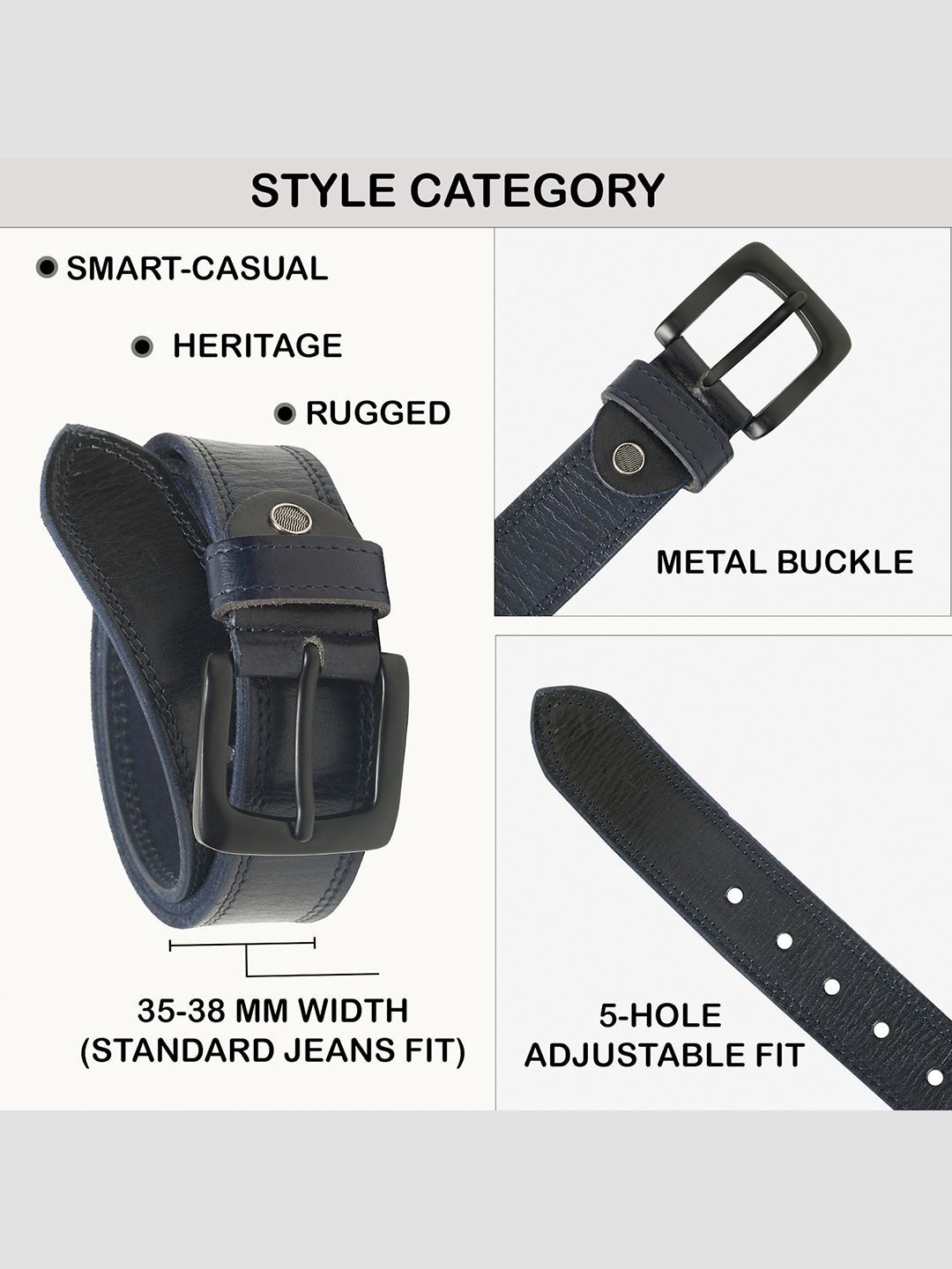 Teakwood Leathers Men Textured Leather Belt