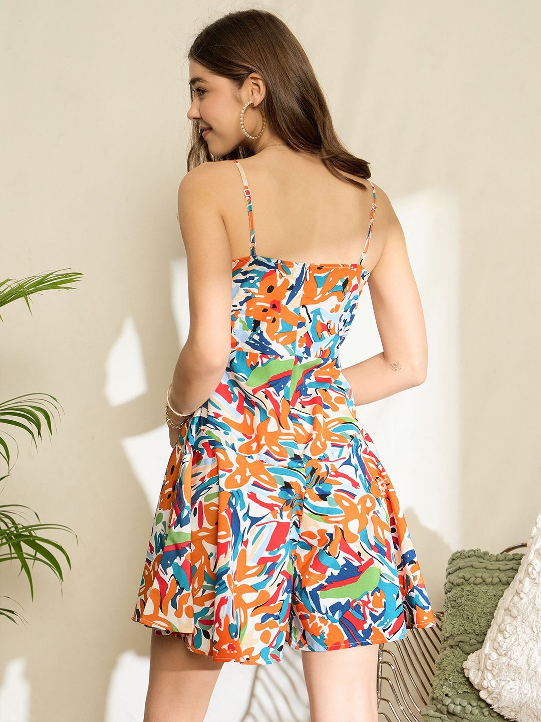 Berrylush Printed with Ruffles Jumpsuit