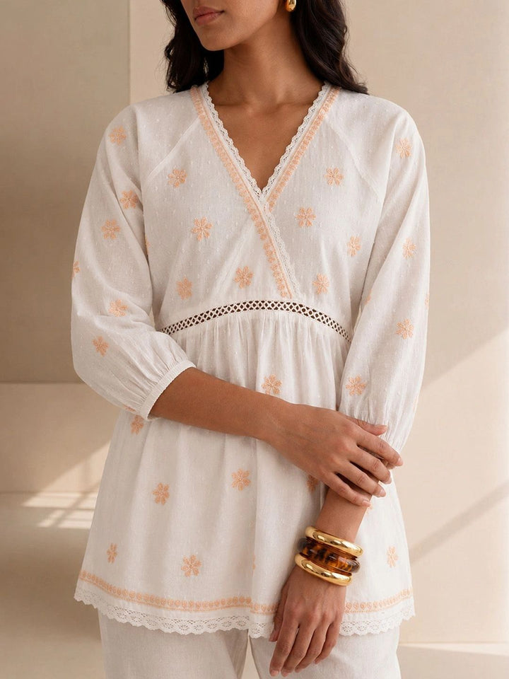 House of Chikankari Floral Bordir Cotton Wrap Top