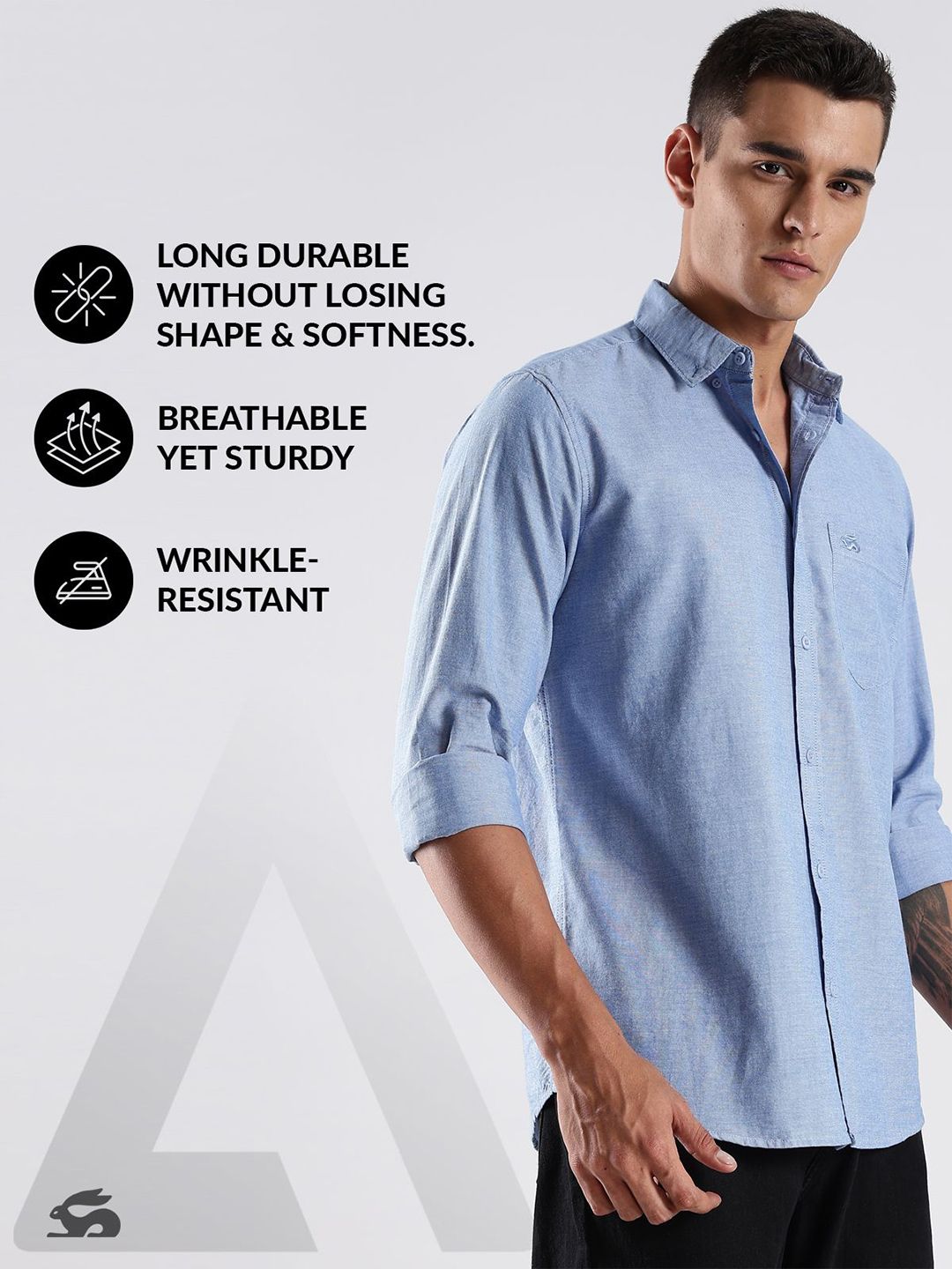 ADRO Men Standard Fit Solid Button-Down Collar Cotton Casual Shirt