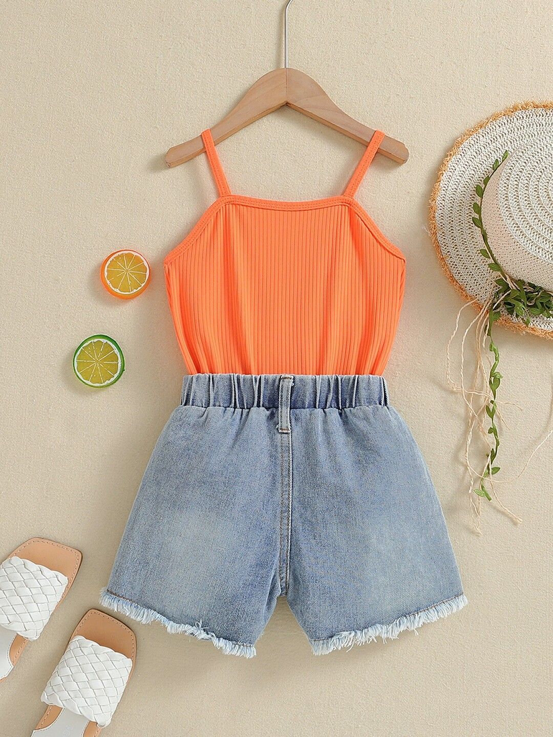 YK Girls Conversational Printed Denim Shorts