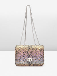 Lino Perros Snake Skin Textured Sling Bag with Quilted Detail