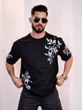 Eszett Men Floral Printed Round Neck Cotton Oversized T-shirt