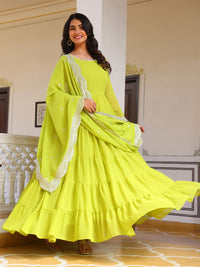 Wanita Kalini berlapis kurta dengan piyama & dengan dupatta