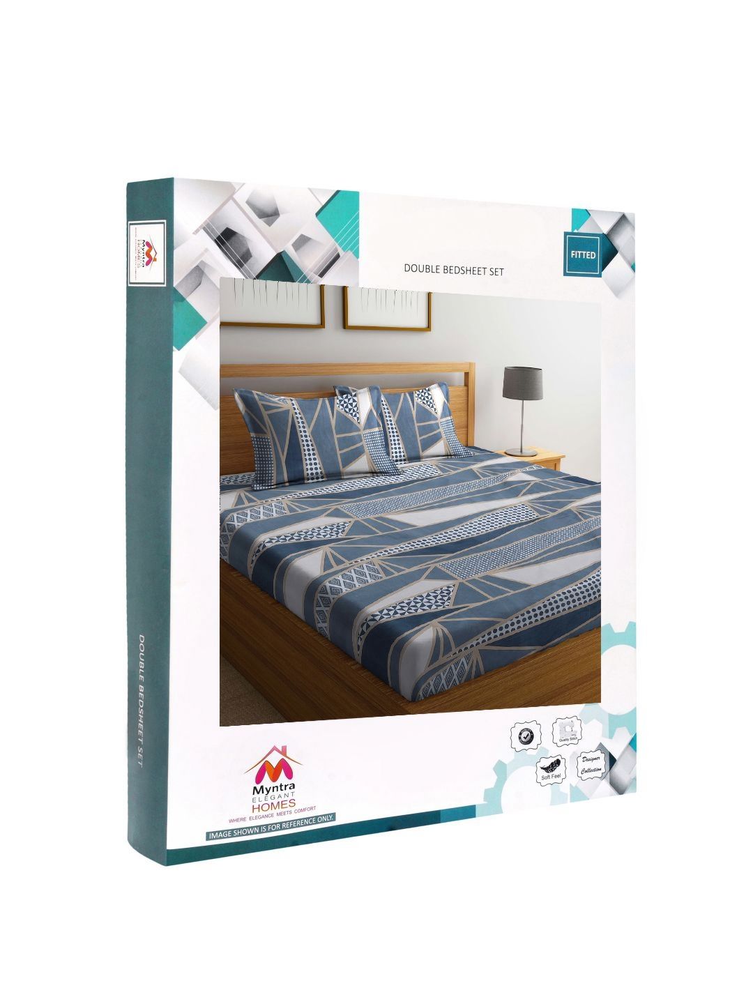 Myntra Elegant Homes Grey & White Geometric Printed Dilengkapi 300 TC King Bedsheet dengan 2 Sarung Bantal