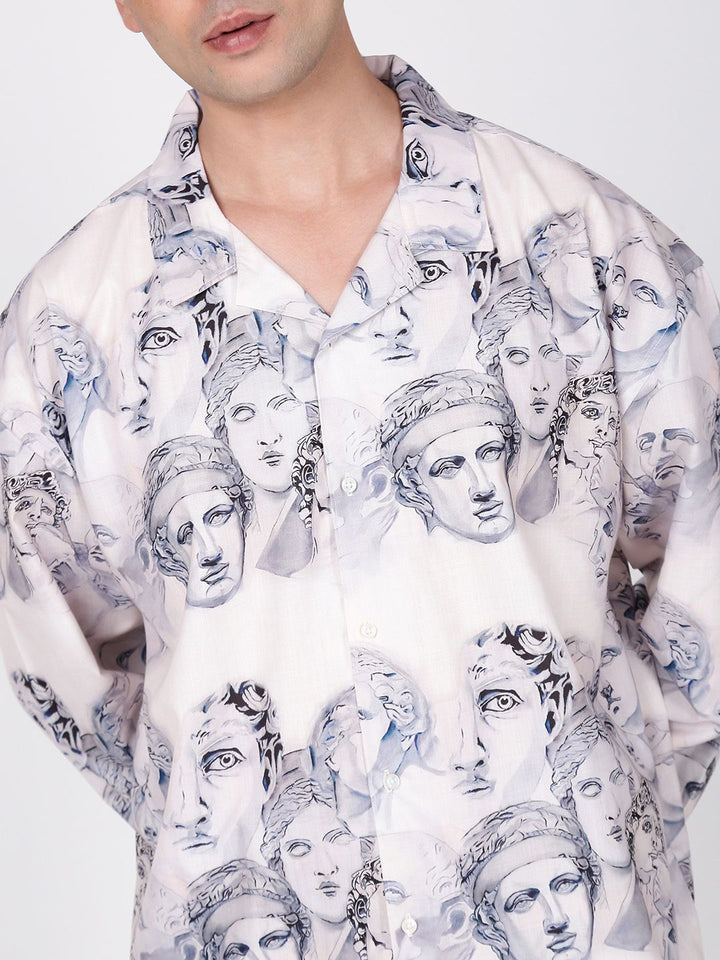 Bene Kleed Printed Oversize Casual Shirt