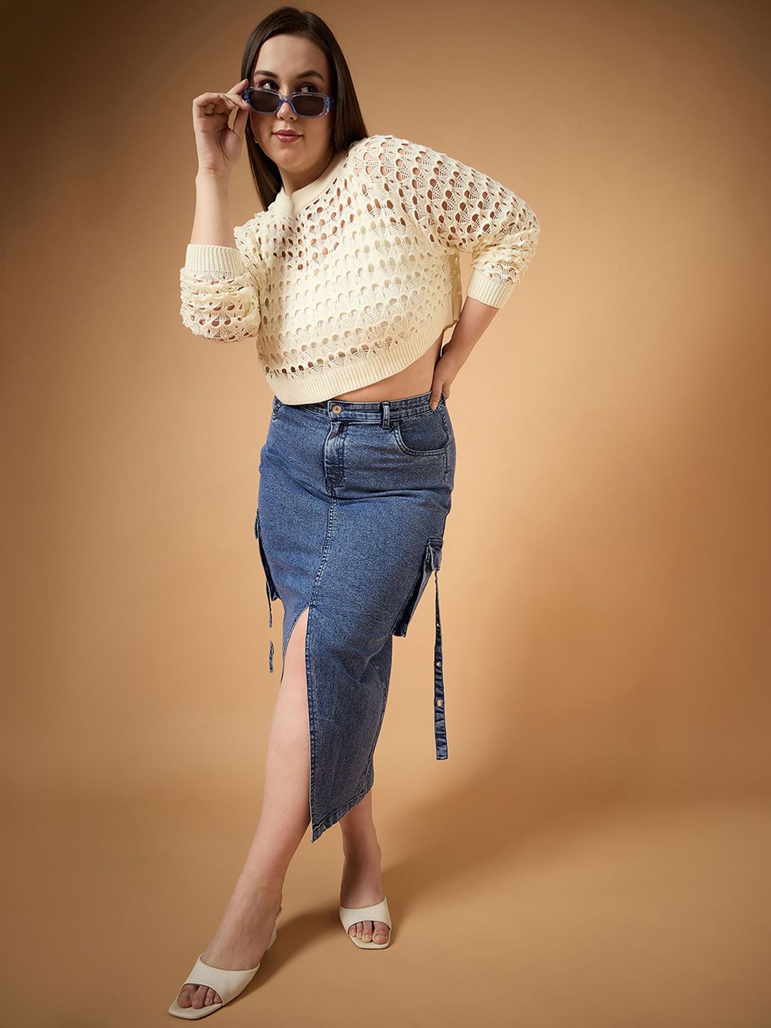 SASSAFRAS Curve Pencil Midi Skirt