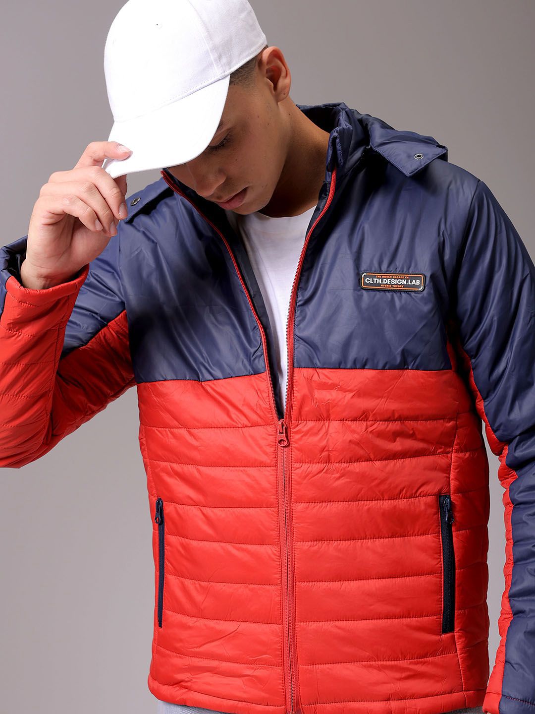 The Indian Garage Co Men Colourblocked Detachable Hood Padded Jacket