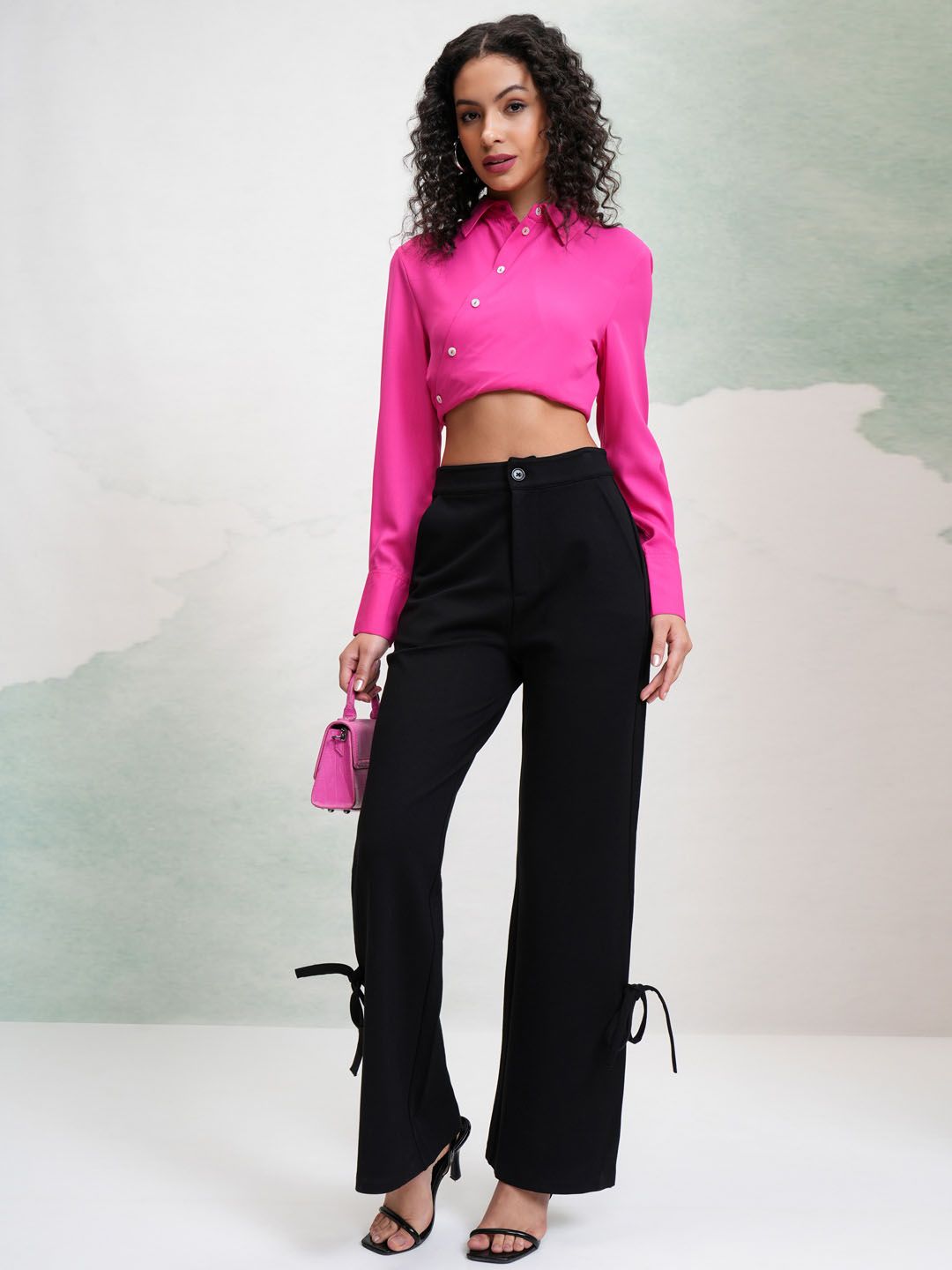 Tokyo Talkies Women Solid Hi-Waist Bootcut Pants Trousers
