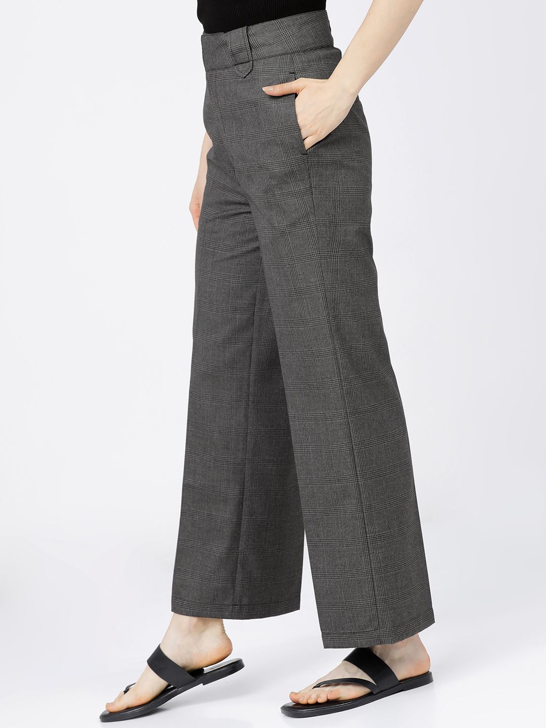Tokyo Talkies Women Flared High-Rise Trousers