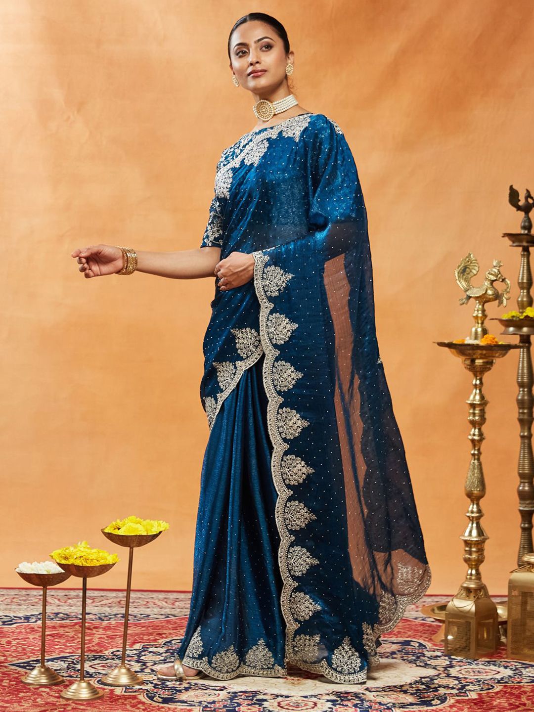 Saree Bersulam Berhias kasee