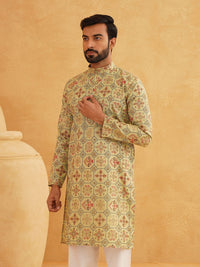 SOJANYA Ethnic Motifs Printed Band Collar Straight Long Kurta