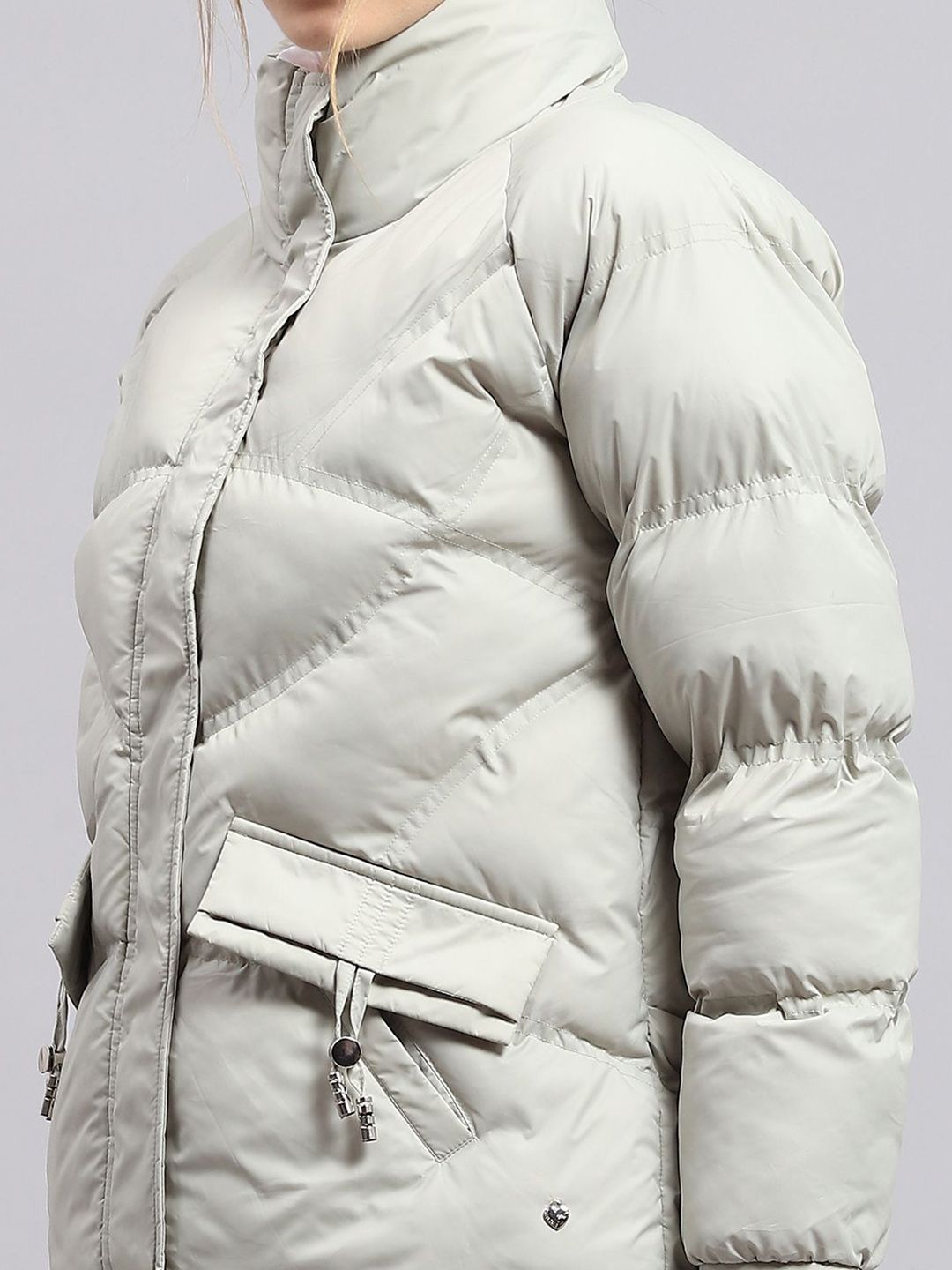 Monte Carlo Women Mock Collar Solid Casual Puffer Jacket