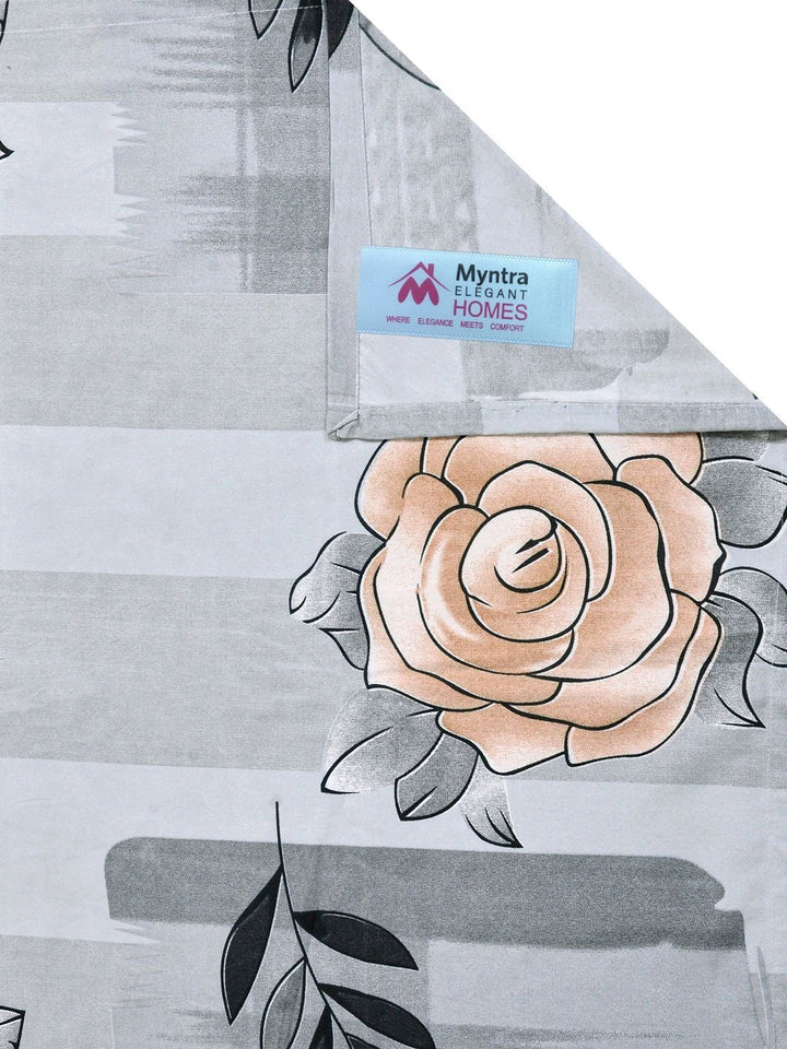 Myntra Elegant Homes Grey Floral 300 TC King Double Bedsheet dengan 2 Sarung Bantal