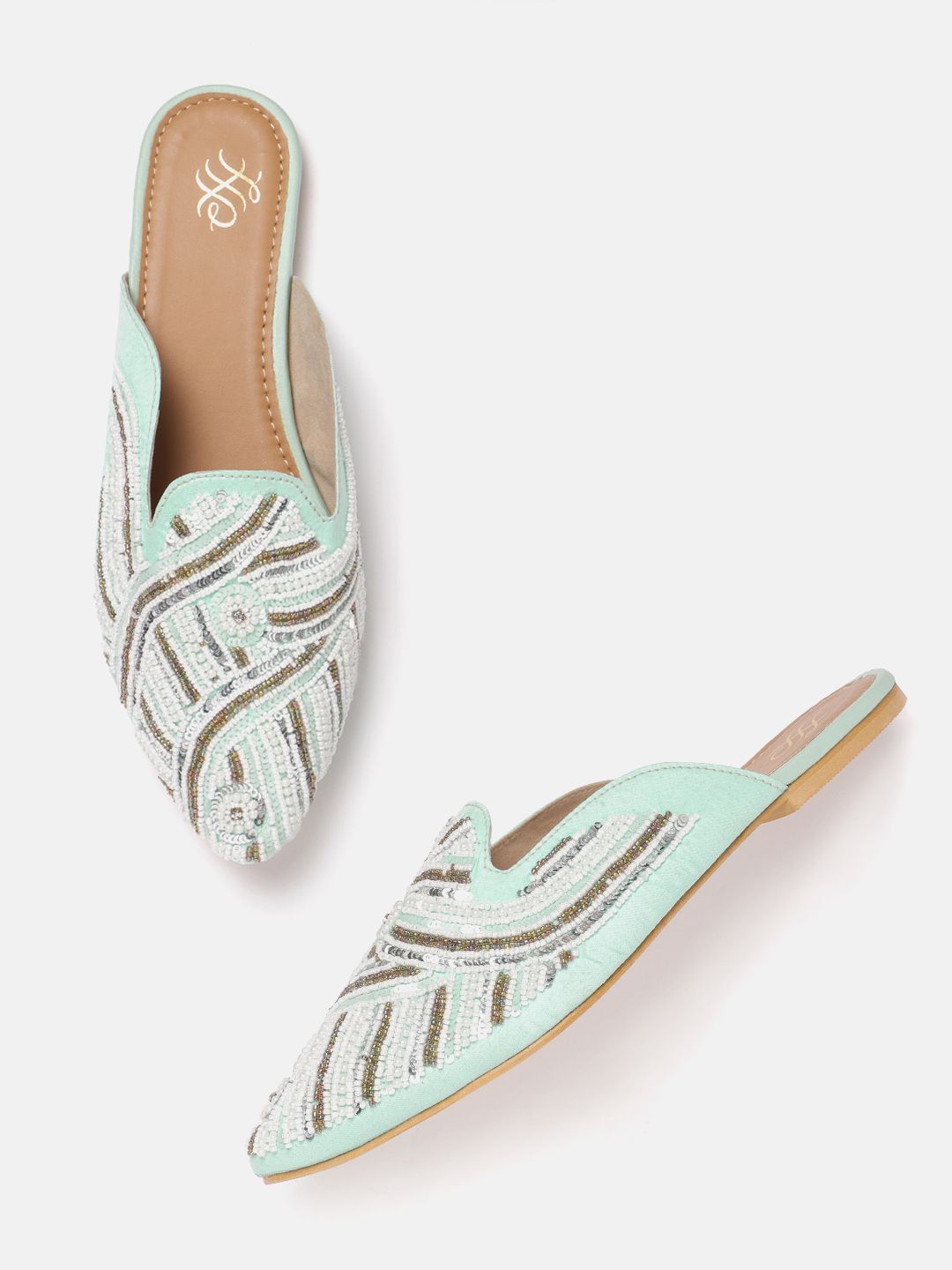 House of Pataudi Women Ethnic Embellished Mules