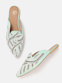 House of Pataudi Women Ethnic Embellished Mules