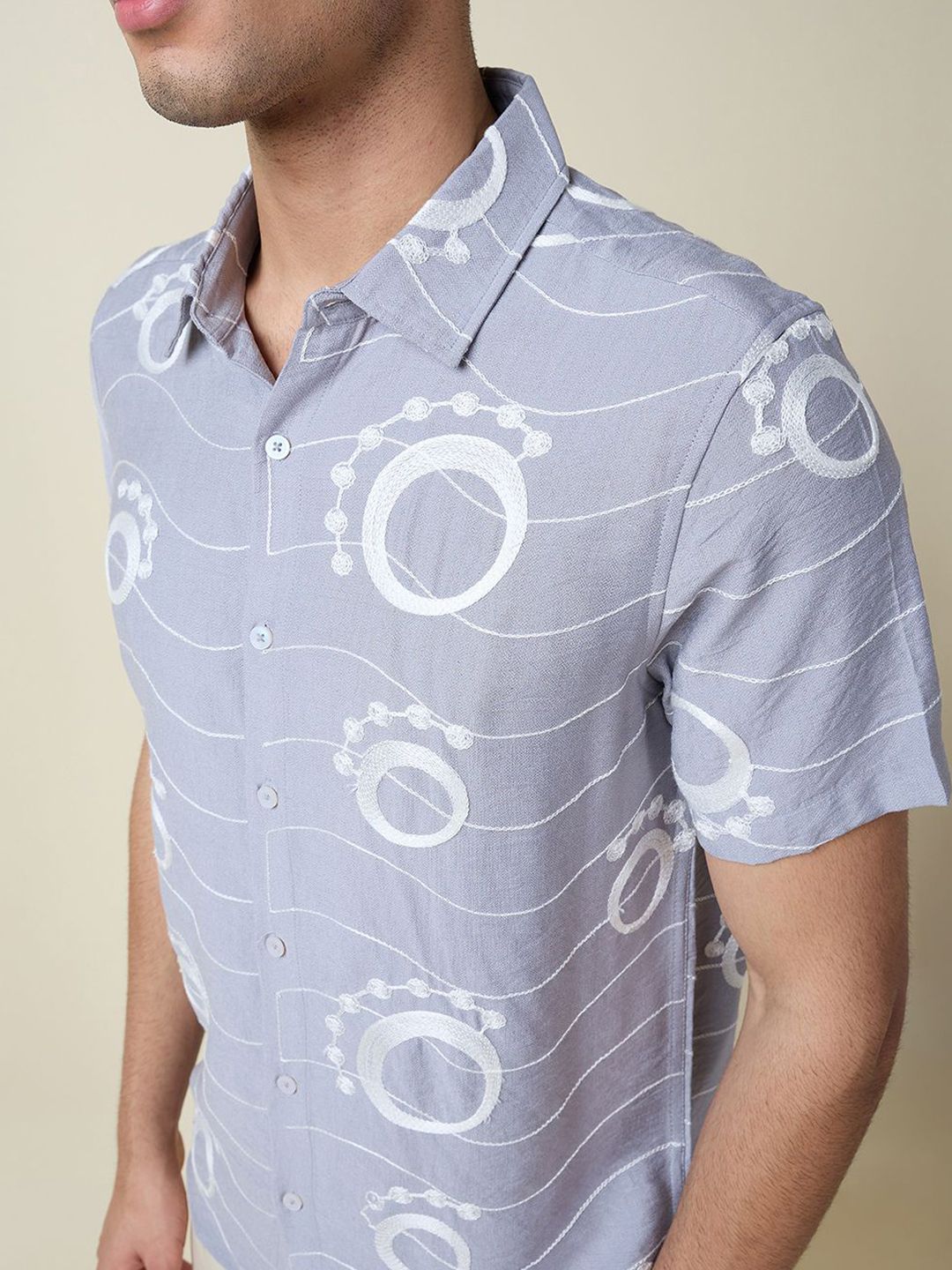 Thomas Scott Men Embroidered Regular Fit Casual Shirt