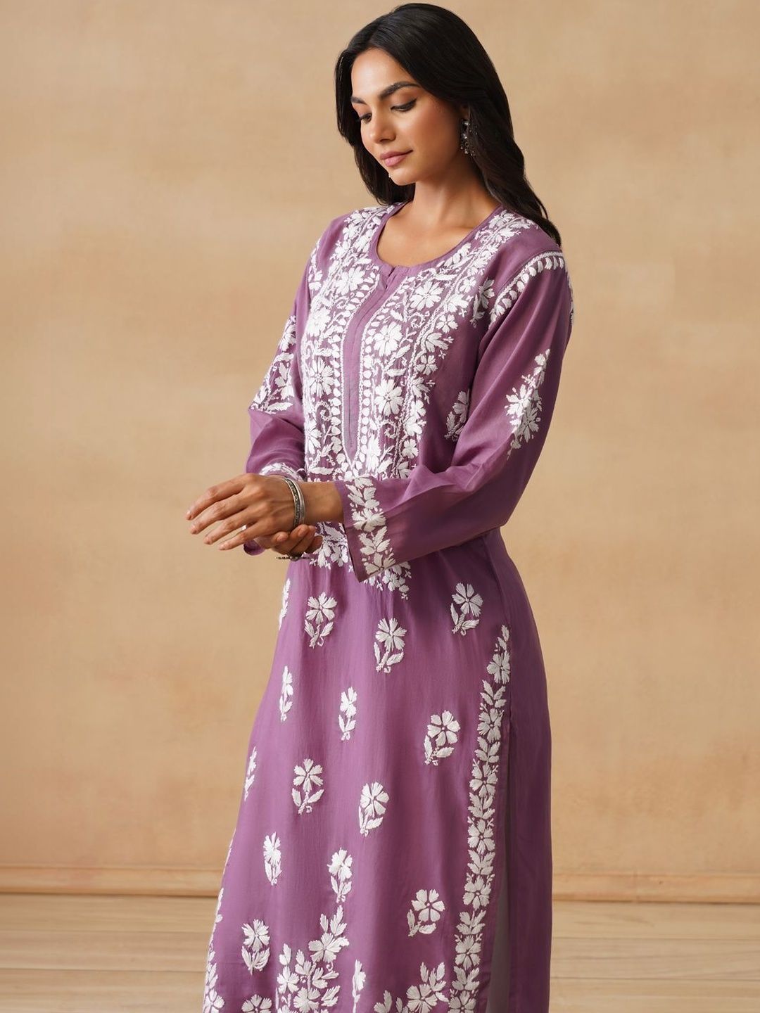 House of Chikankari Women Solid Modal Kurta