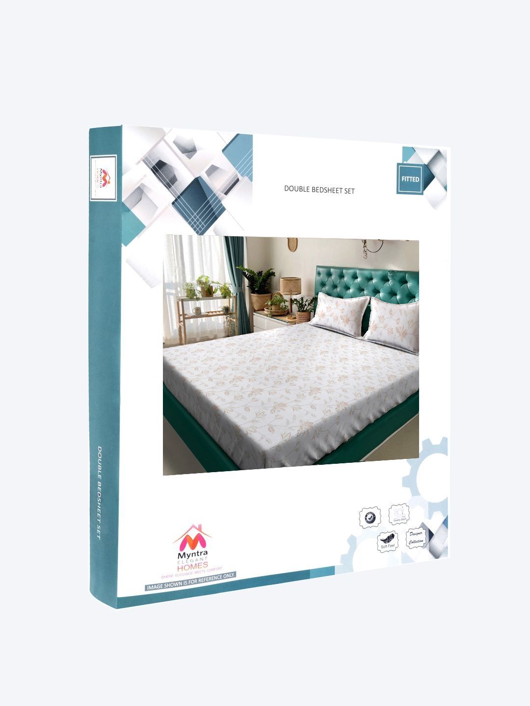 Myntra Elegant Homes White Floral 400 TC Bedsheet with 2 Pillow Covers