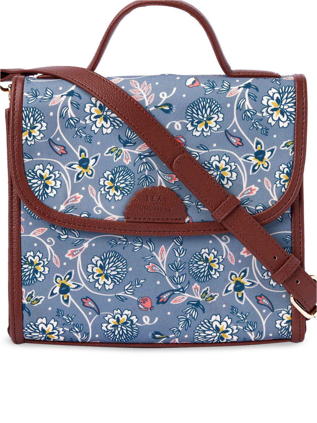 TEAL BY CHUMBAK Floral Printed Satchel