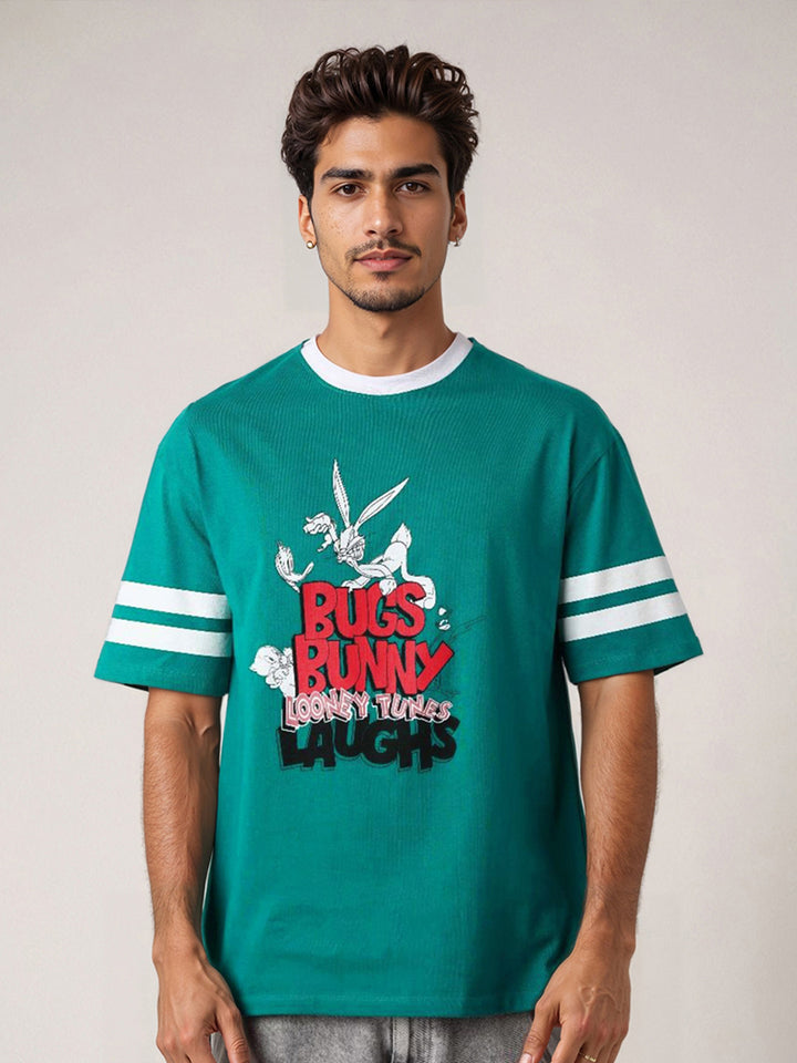 The Indian Garage Co Men Bugs Bunny Graphic Printed Pure Cotton Relaxed Fit T-shirt