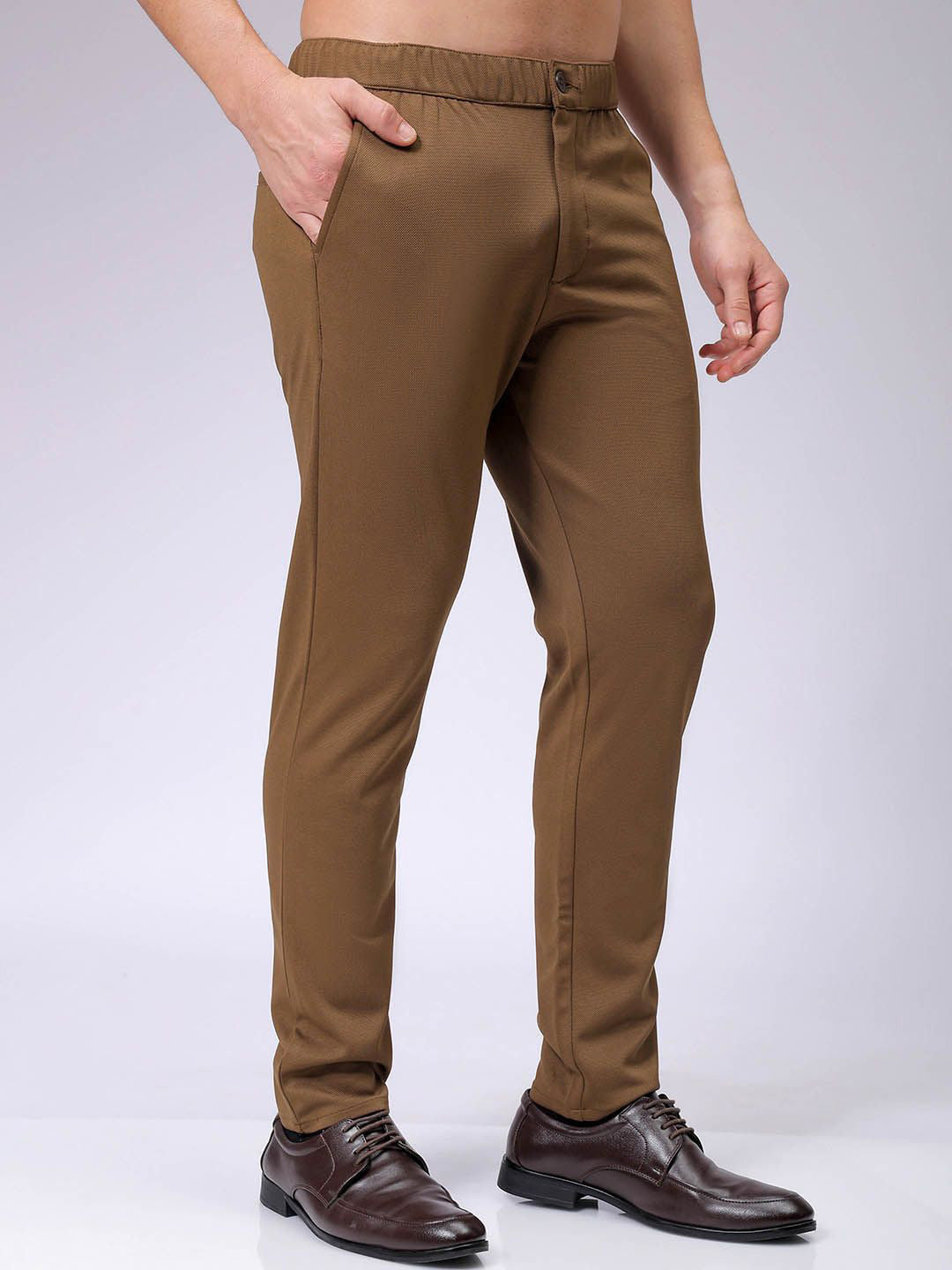 The Indian Garage Co. X Luxe Men Textured Mid-Rise Slim Fit Formal Trousers