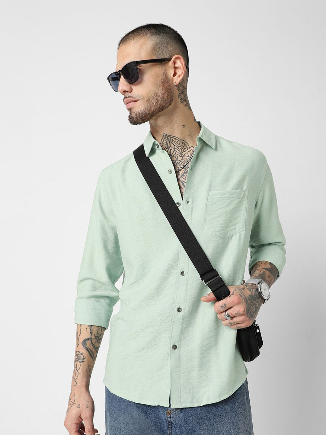 VASTRADO Men Classic Slim Fit Opaque Casual Shirt