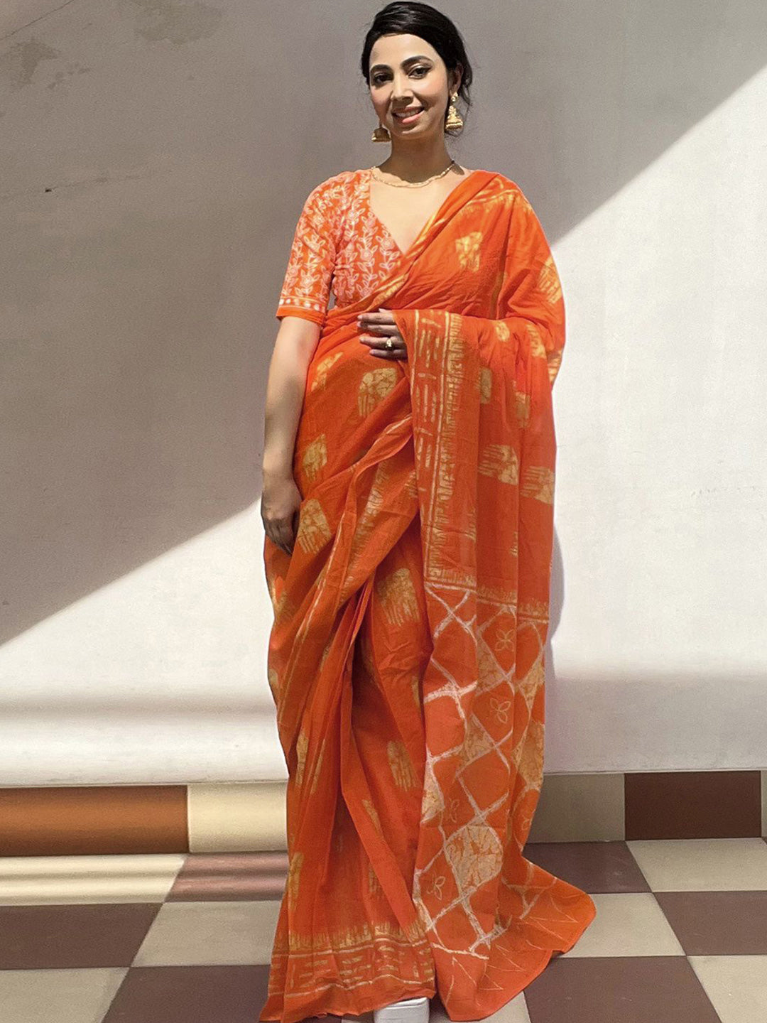 Saree mall Sedia Memakai Saree Cetakan Abstrak Bercetak Abstrak