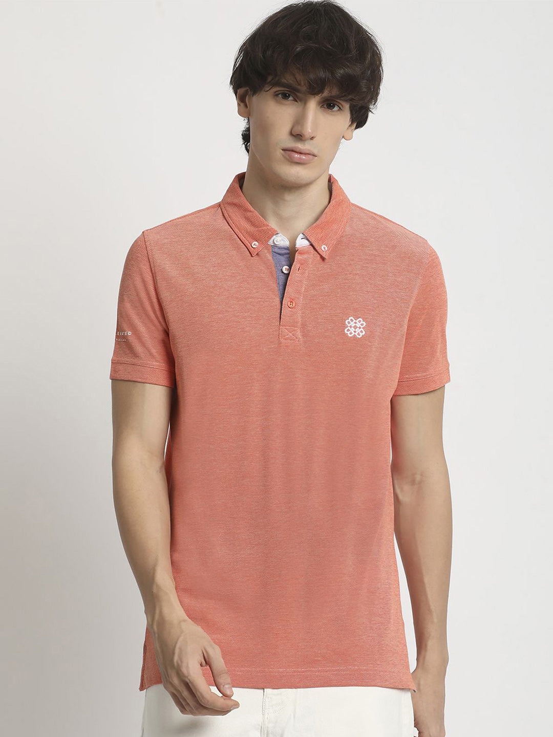 The Bear House Men Solid Polo Collar Regular Fit Tshirt