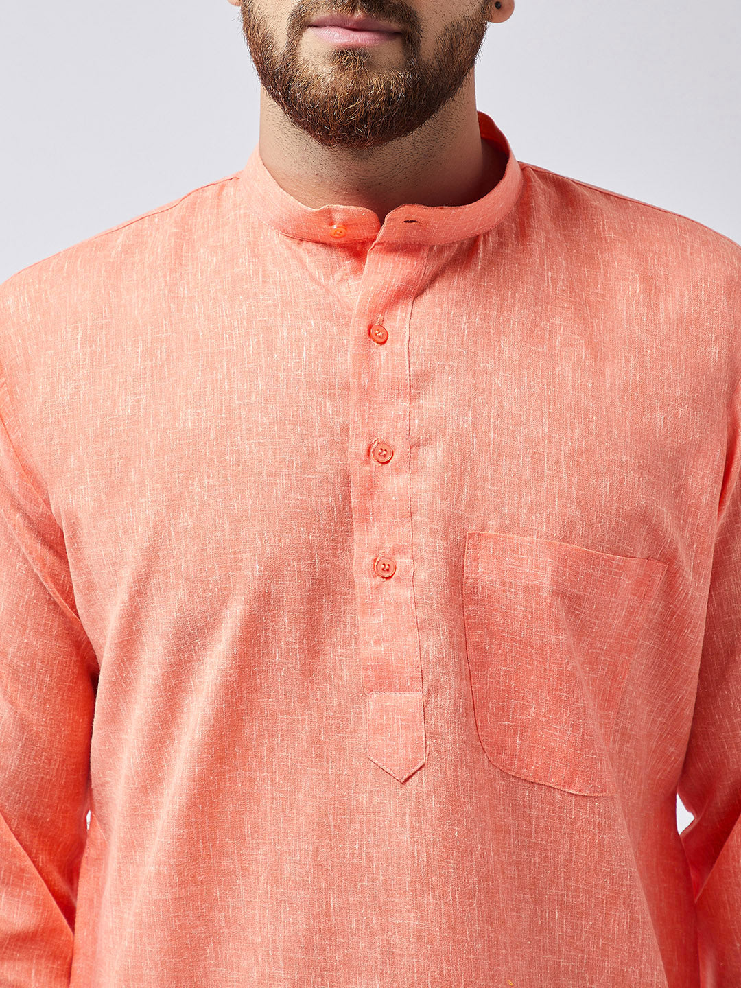 SOJANYA Men Orange & White Solid Kurta with Pyjamas