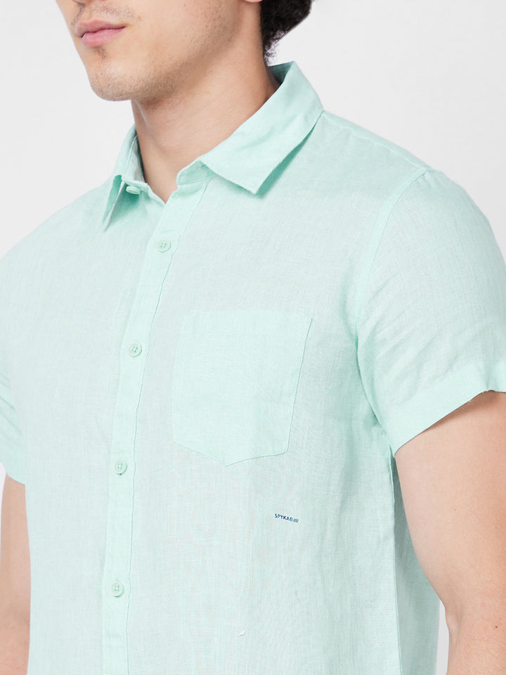 SPYKAR Spread Collar Short Sleeves Regular Fit Opaque Casual Shirt