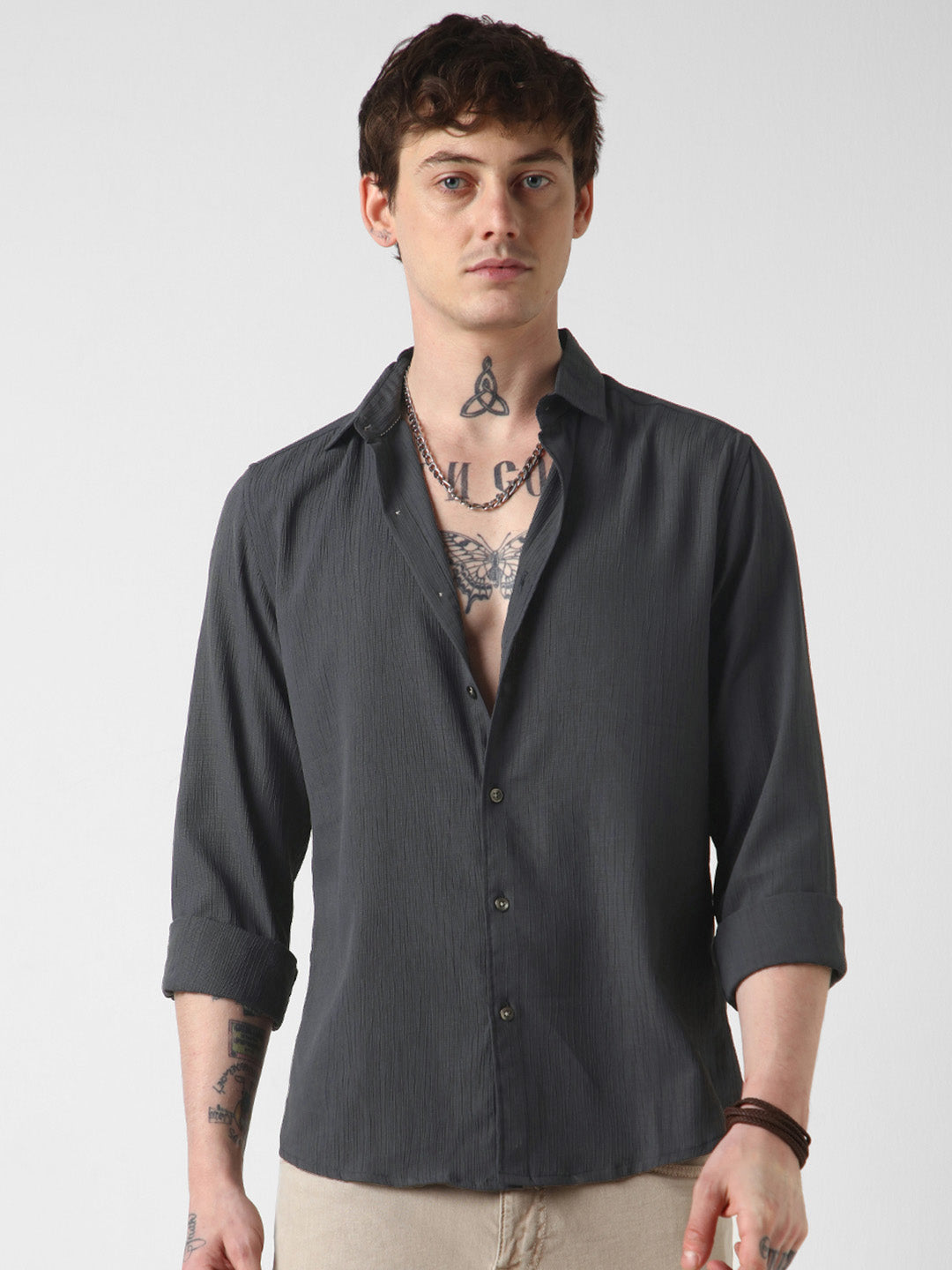 VASTRADO Men Classic Slim Fit Opaque Striped Casual Shirt
