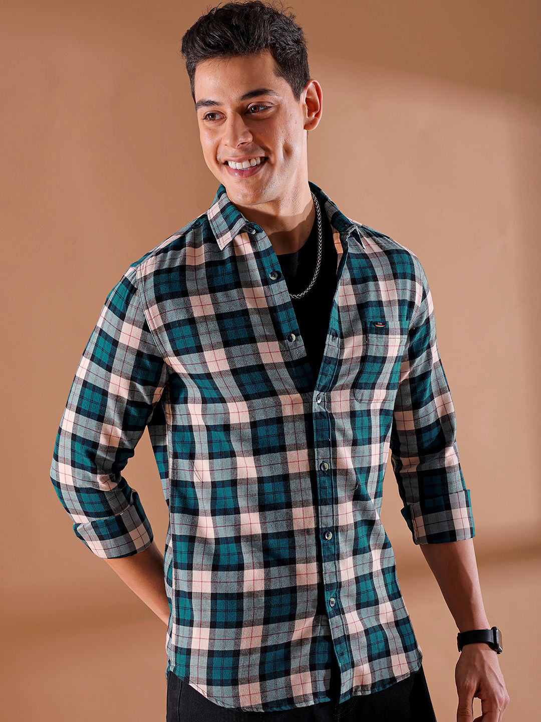 The Indian Garage Co Men Slim Fit Buffalo Checks Opaque Checked Casual Shirt