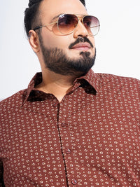 The Indian Garage Co Plus Size Micro Ditsy Printed Pure Cotton Casual Shirt