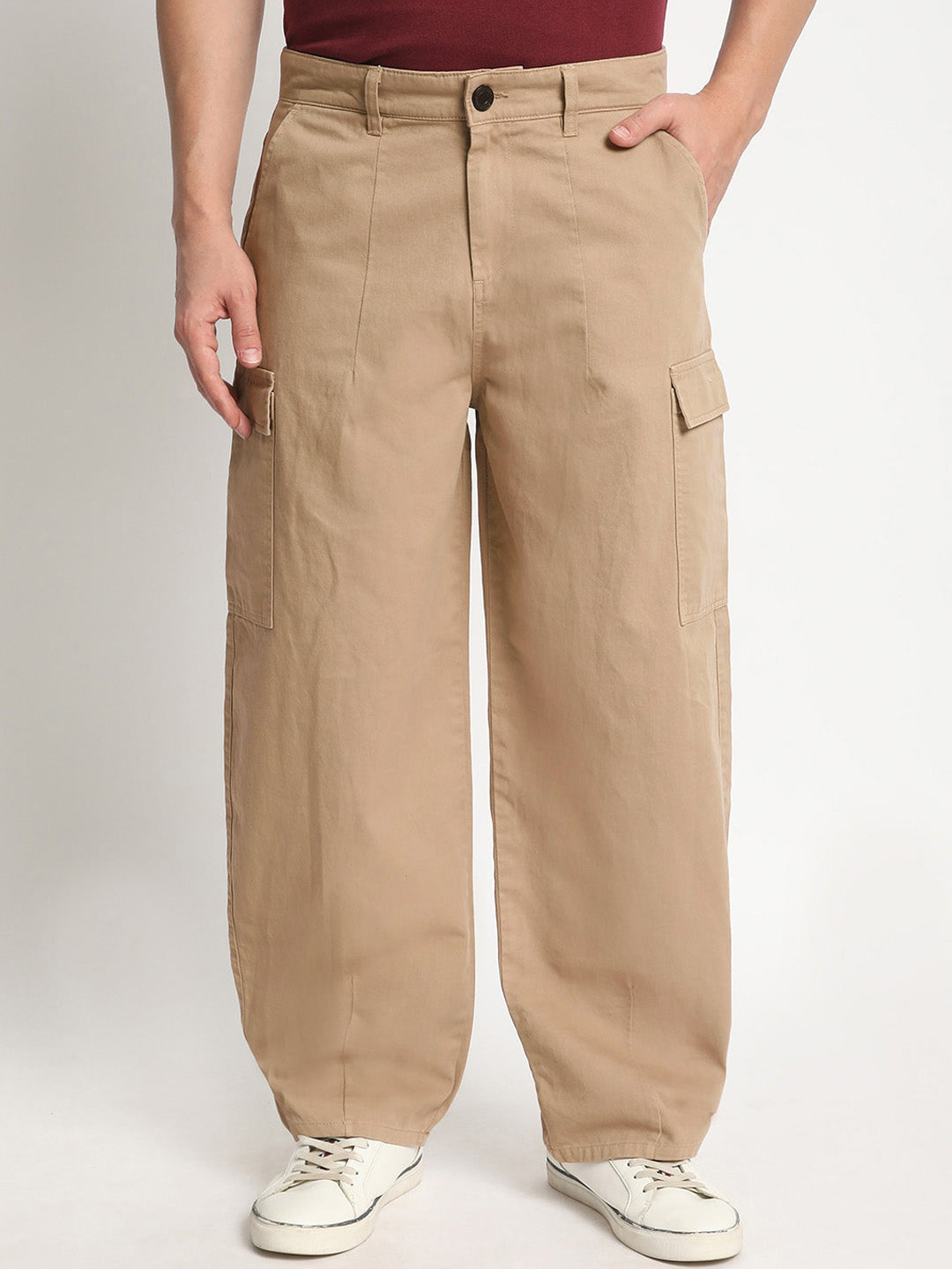 Bene Kleed Men Cotton Loose Balloon Fit Cargos Trousers