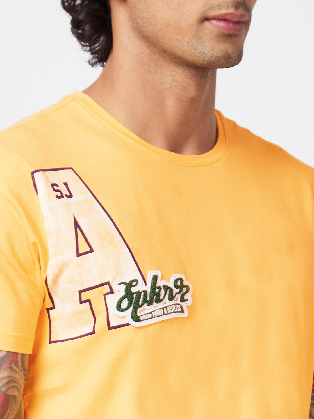 SPYKAR Typography Printed Slim Fit Cotton Casual T-Shirt