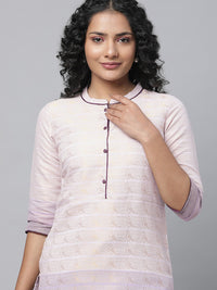 AURELIA Band Collar Woven Design Zari Kurta