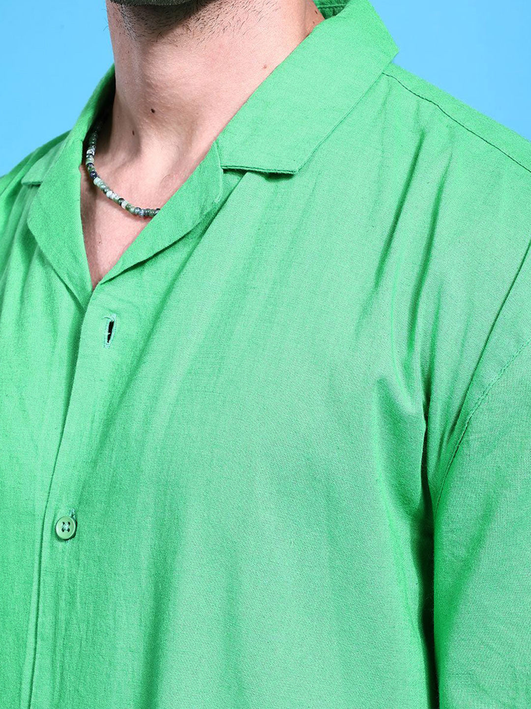 The Indian Garage Co Pure Cotton Cuban Collar Relaxed Fit Linen Resortwear Shirt