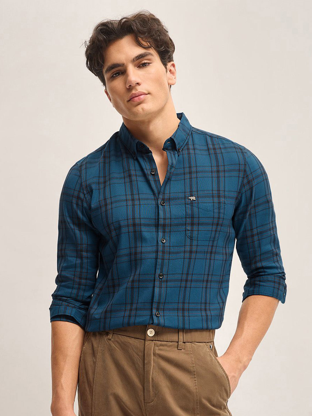 THE BEAR HOUSE Men Slim Fit Tartan Checks Opaque Checked Casual Shirt