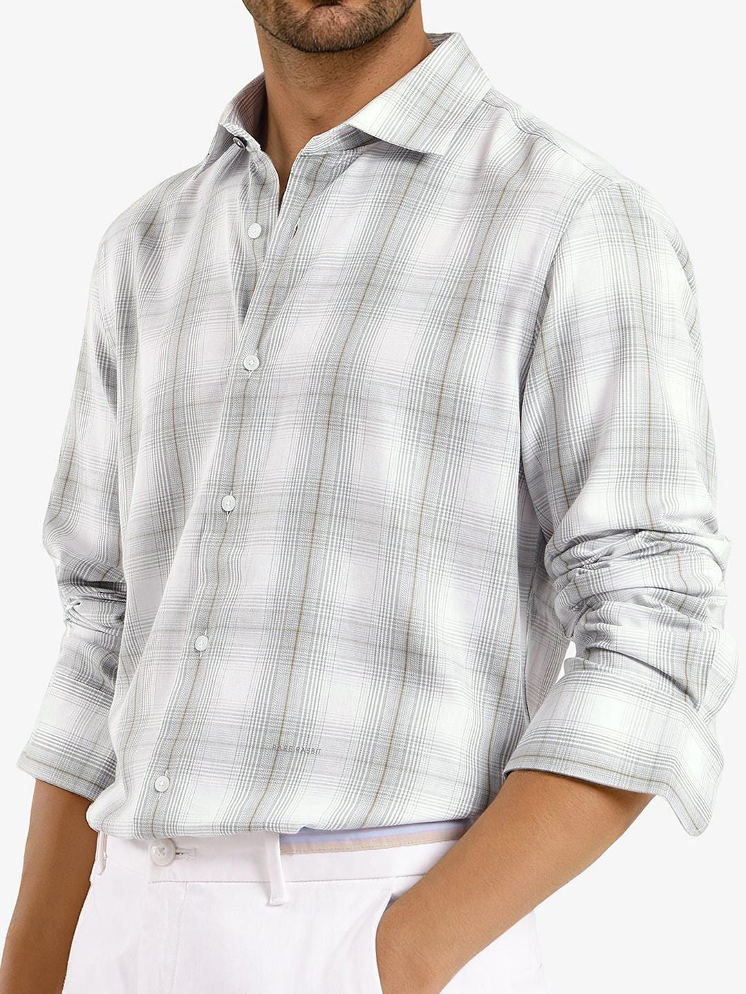 RARE RABBIT Comfort Spread Collar Checked Cotton Casual Shirt