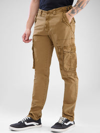 SPYKAR Regular Fit Solid Cargo Trousers