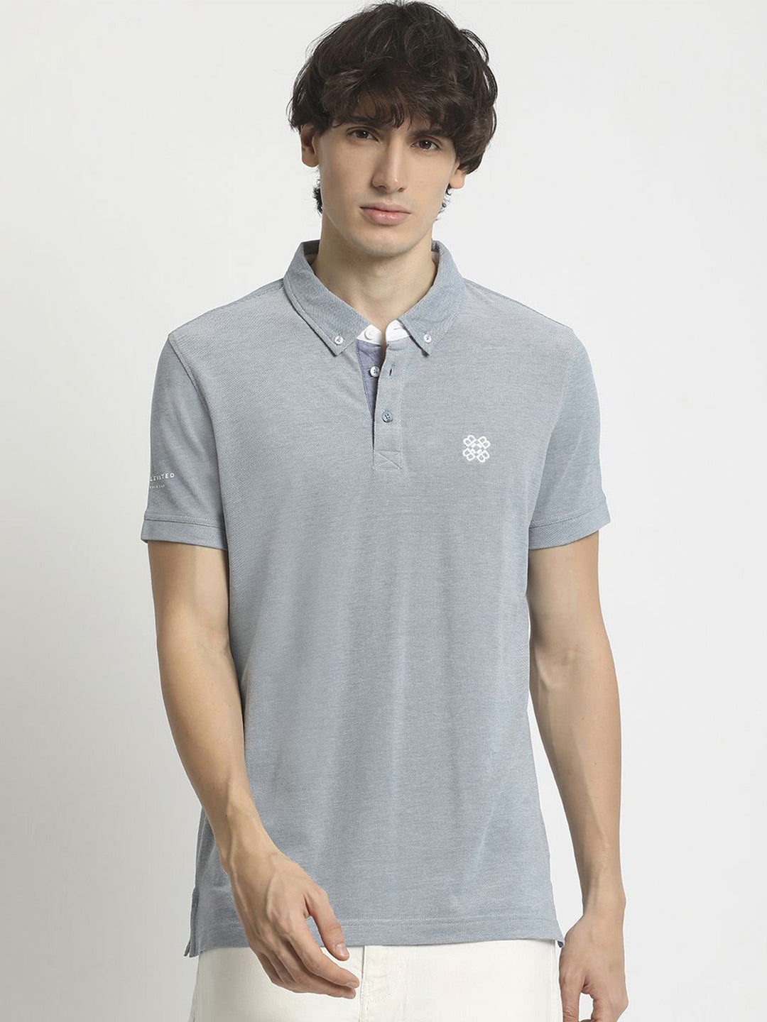 THE BEAR HOUSE Men Polo Collar Regular Fit Pure Cotton Solid T-shirt