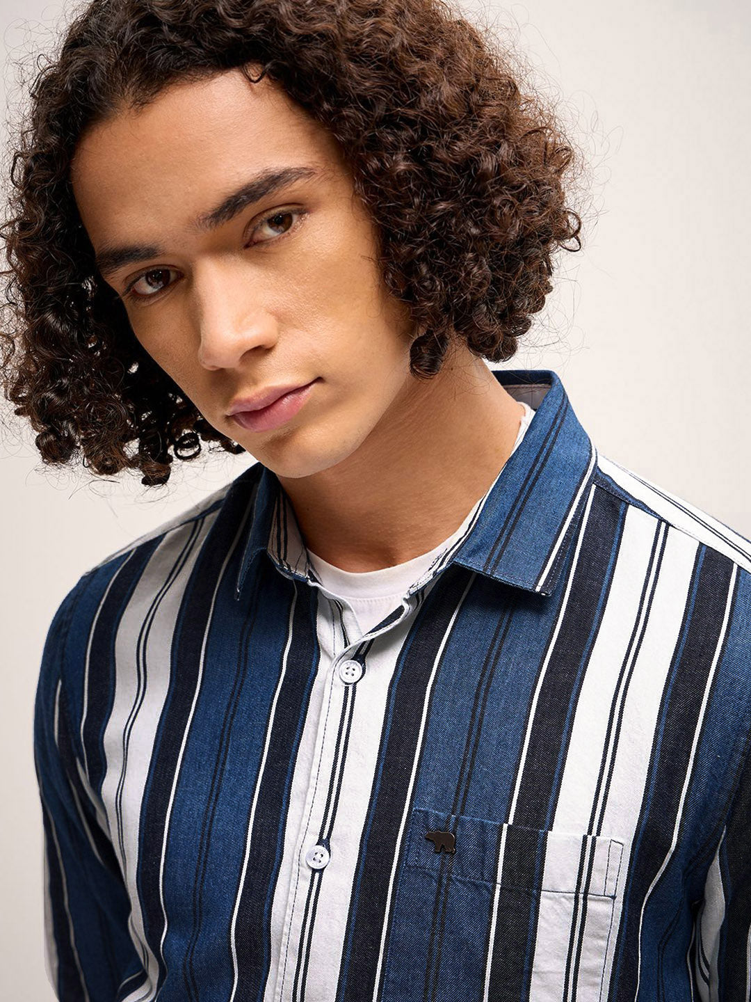 THE BEAR HOUSE Men Striped Slim Fit Pure Cotton Casual Shirt