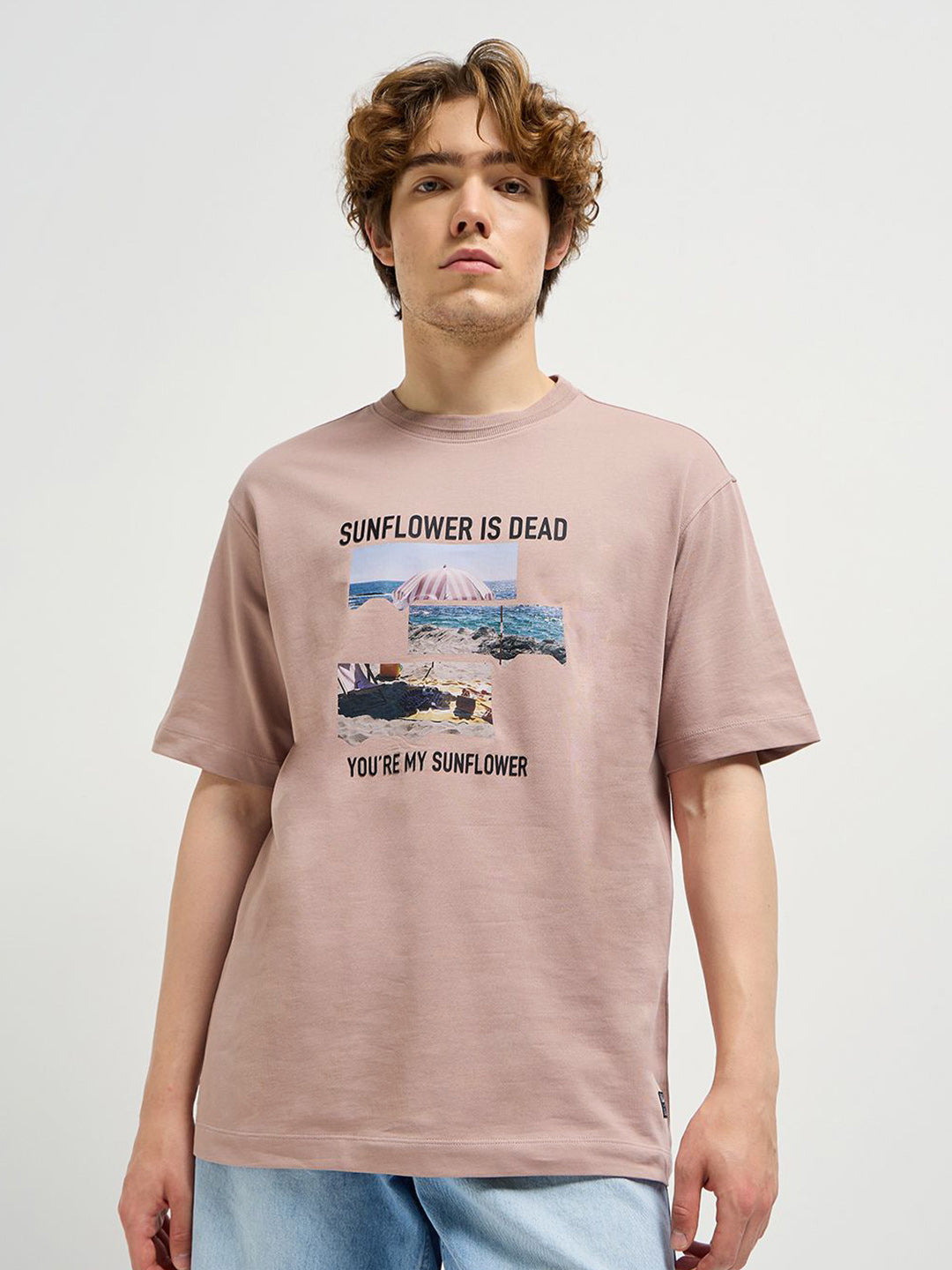 THE BEAR HOUSE Men Typography Printed Round Neck Cotton Oversized T-shirt