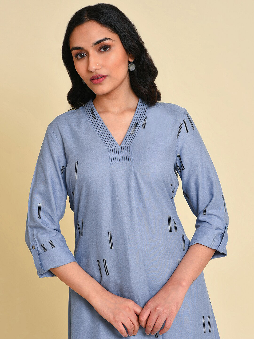 W Geometric Printed V-Neck Anarkali Kurta