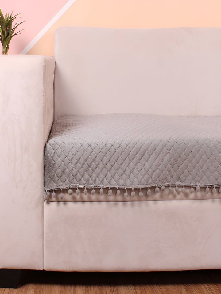 STITCHNEST Grey Self Design 2 Seater Sofa Cover