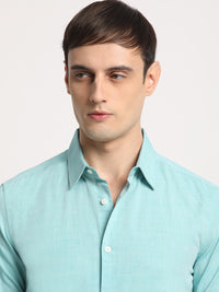 THE BEAR HOUSE Slim Fit Spread Collar Pure Cotton Casual Shirt