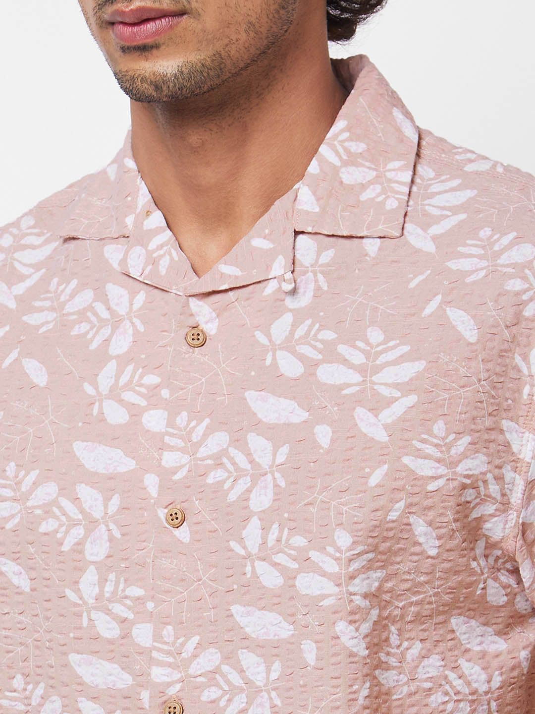 SPYKAR Floral Printed Cuban Collar Pure Cotton Casual Shirt