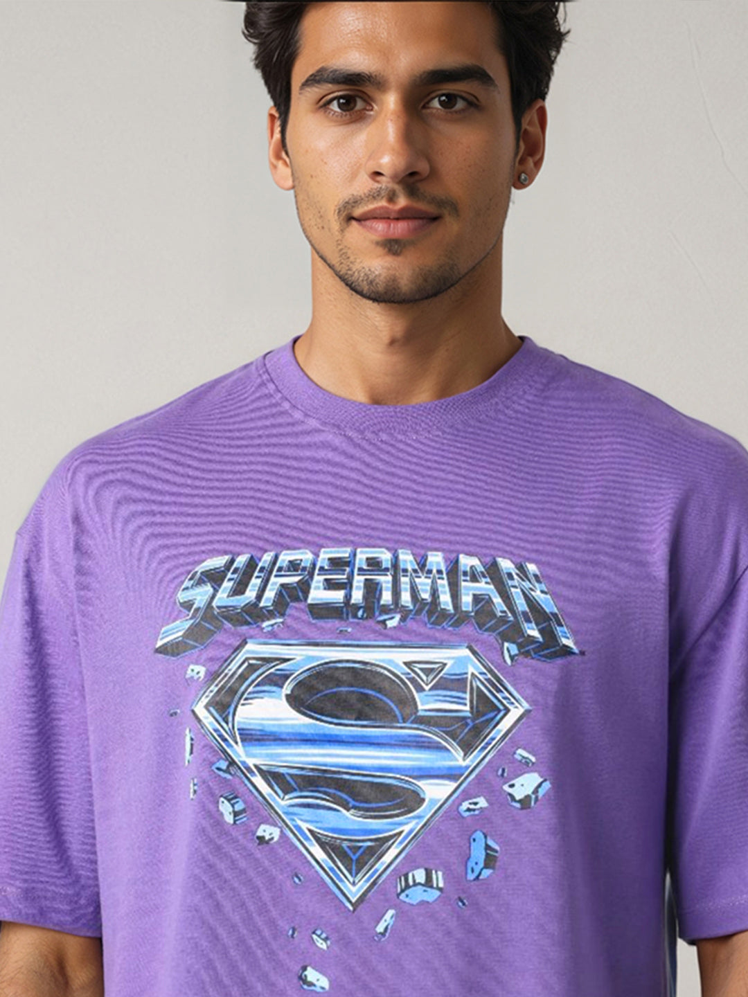 The Indian Garage Co Men Superman Graphic Printed Round Neck Cotton Relaxed Fit T-shirt